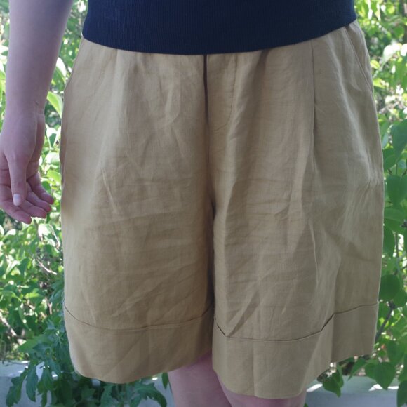 Pure Linen By United Color Of Benetton Mustard Color Shorts - Picture 6 of 7
